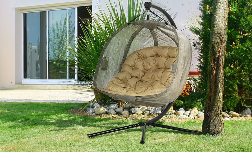 Outsunny Two Seater Hanging Egg Chair