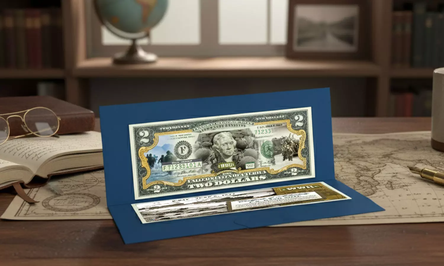 WORLD WAR II D-DAY NORMANDY LANDINGS Genuine Legal Tender 2 Dollar Bill