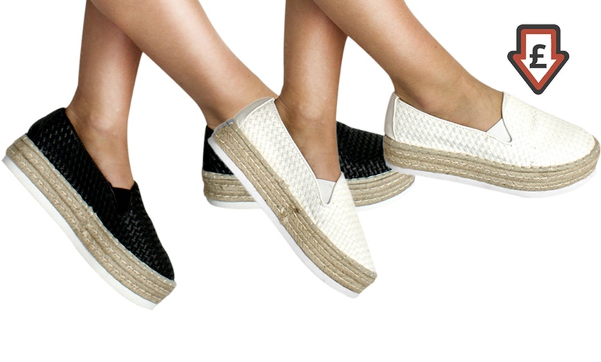 Image 1: Woven Platform Espadrilles