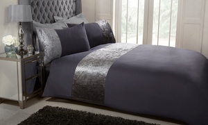 Crushed Velvet Trim Duvet Set