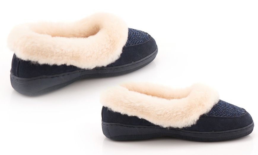 Image 5: Sheepskin Tweed Slippers