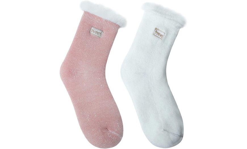 Image 10: 1 oder 2 Paare Kuschel-Socken mit Fleece-Innenfutter für Damen