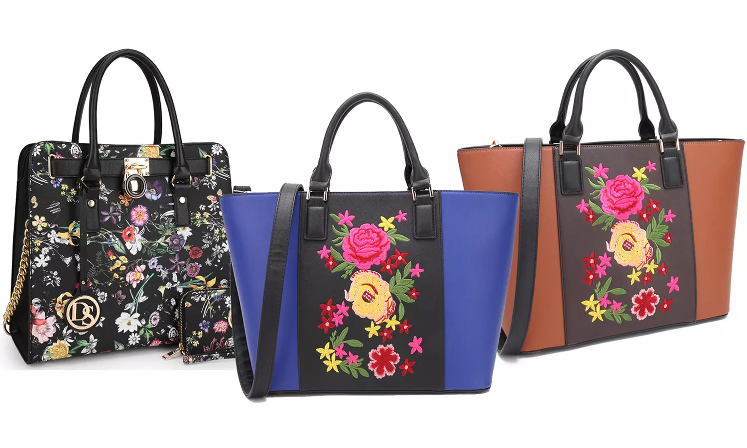 MMK Collection Summer Flower Handbag and Wristlet Wallet Set - Primary Image