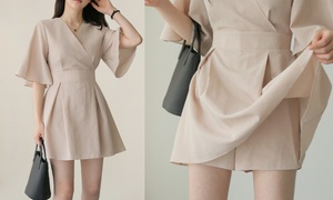 Flutter Sleeves Mini Skort Dress