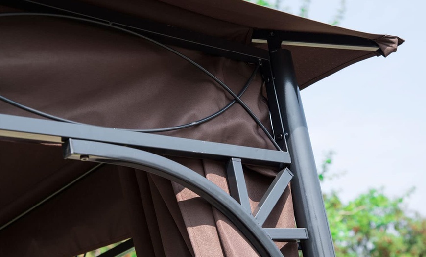 Image 4: Outsunny Outdoor Gazebo Canopy Shelter with Curtains