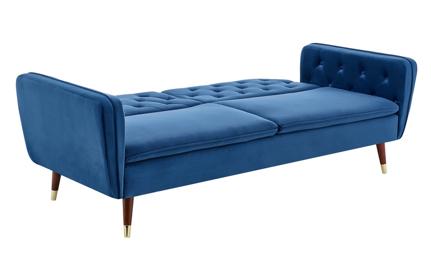 Image 12: Three-Seater Velvet Click Clack Sofa Bed