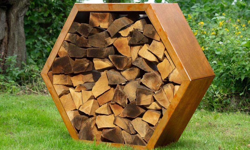 Image 2: 3er-Set Home Deluxe Holzlege aus Stahl „Anatares“