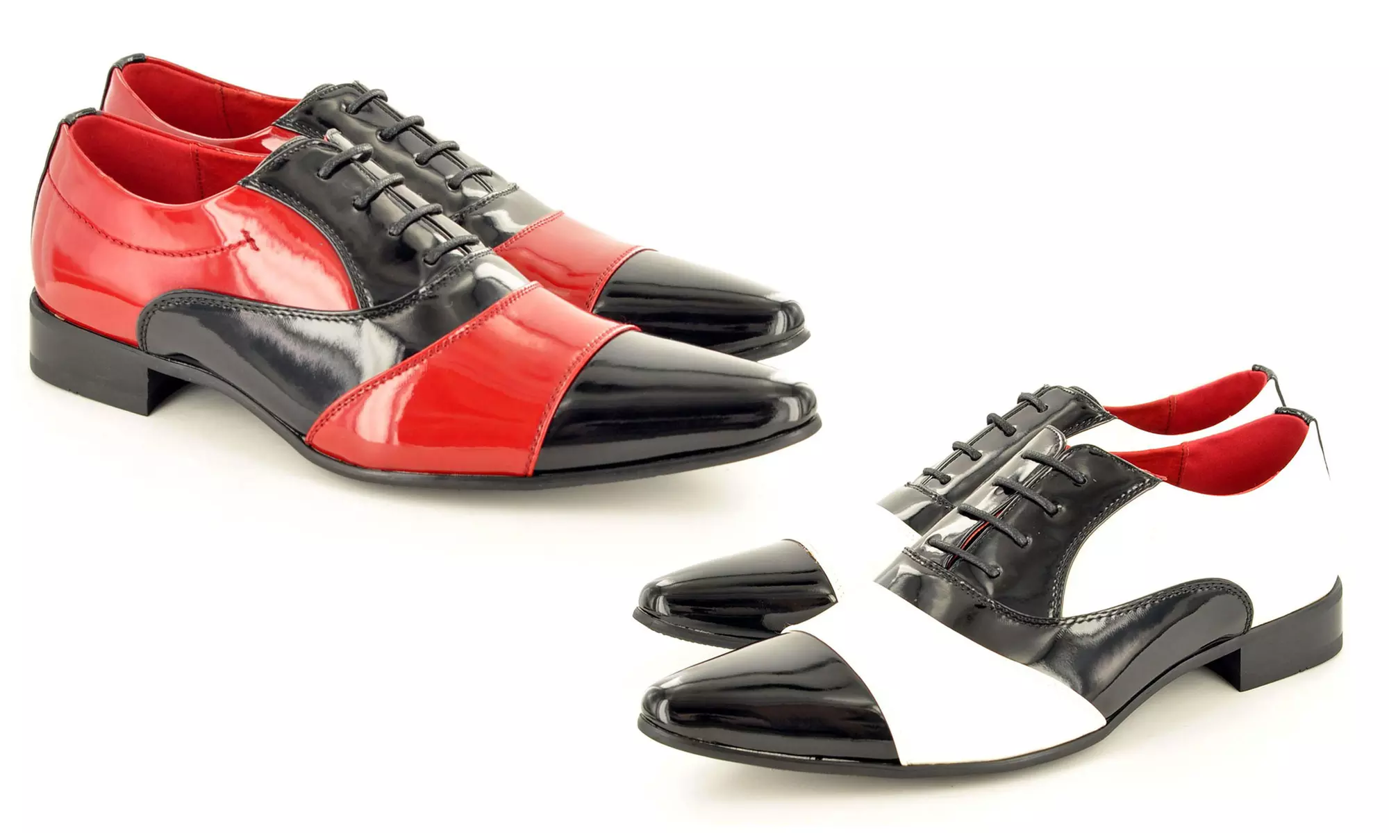 Men's Faux Leather Two-Tone Patent Brogues - Primary Image