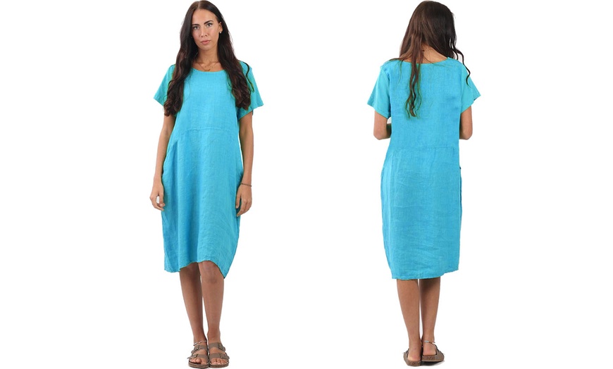 Image 10: Women's Plain Cotton Midi Dress with Pockets