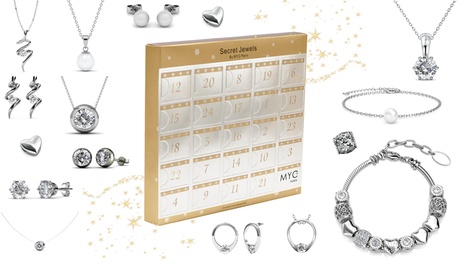 Calendario dell'Avvento con 24 gioielli, realizzato con cristalli Swarovski®, disponibile in 2 colori