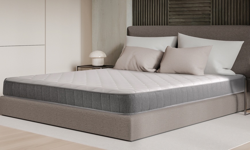 Image 1: Castle Grey Memory Foam Open Coil Spring Mattress