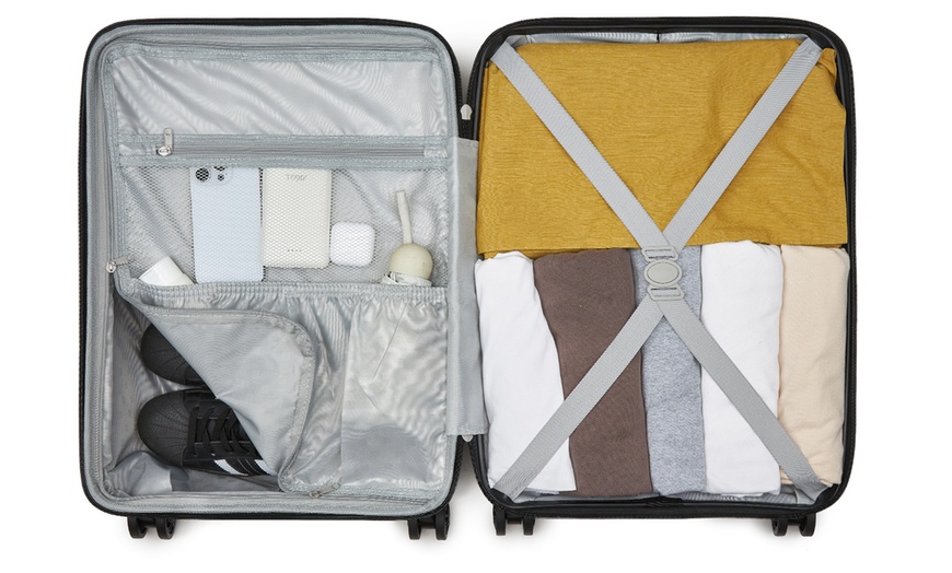 Image 21: 1x oder 2x Kono Hartschalen-Reisekoffer mit Getränkehalter