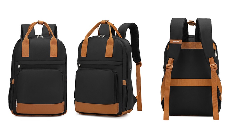 Image 9: Multi-Fach Laptop Rucksack mit USB-Ladeanschluss