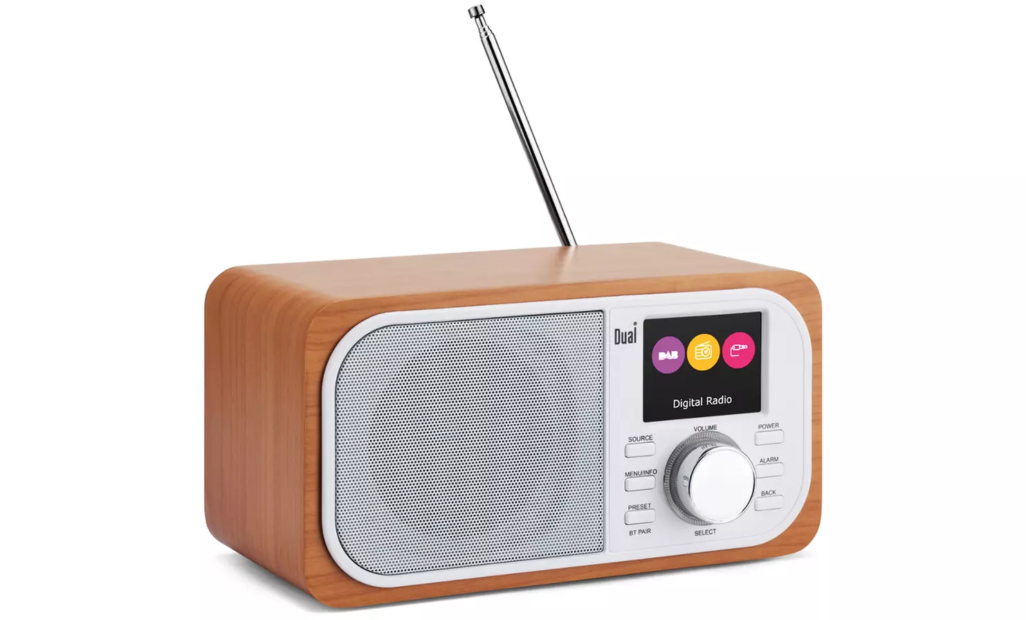 Enceinte radio réveil numérique Bluetooth, en bois - Dual - Primary Image