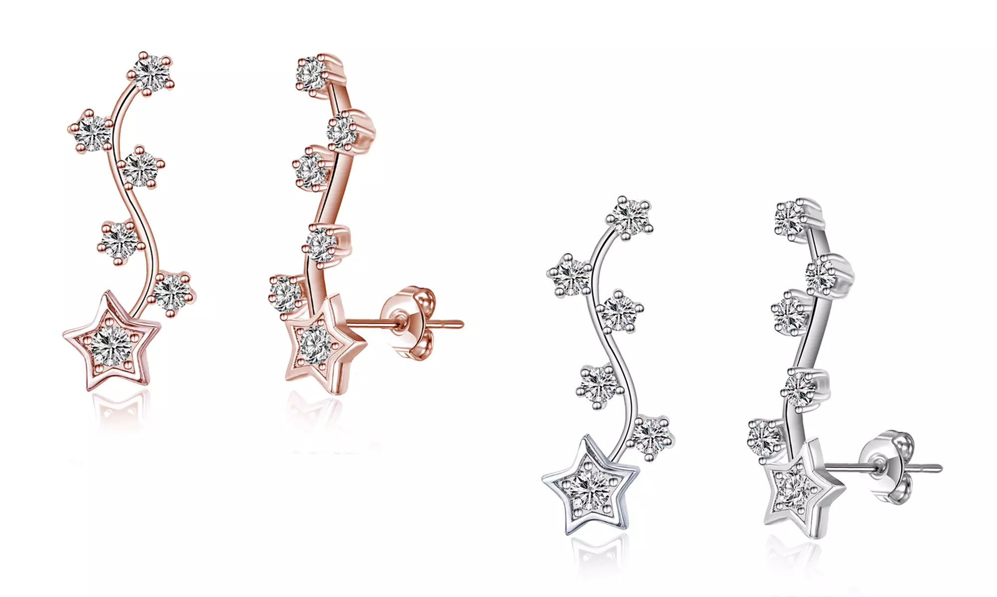 Boucles d'oreilles "Star Climber" de la marque Philip Jones ornées de cristaux Zircondia® - Primary Image