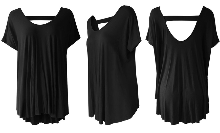 Image 2: Oversized V Back Top