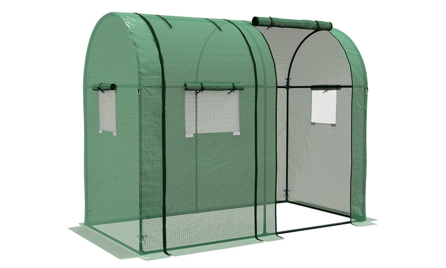 Image 9: Outsunny Greenhouse Selection with Roll-Up Doors and Mesh Windows