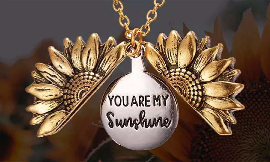 Image 1: 1 ou 2 colliers tournesol avec inscription pour femme