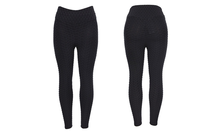 Image 4: Textured High-Waist Leggings