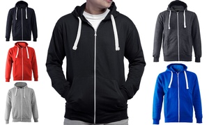 Unisex Plain Zip-Up Fleece Hoodie