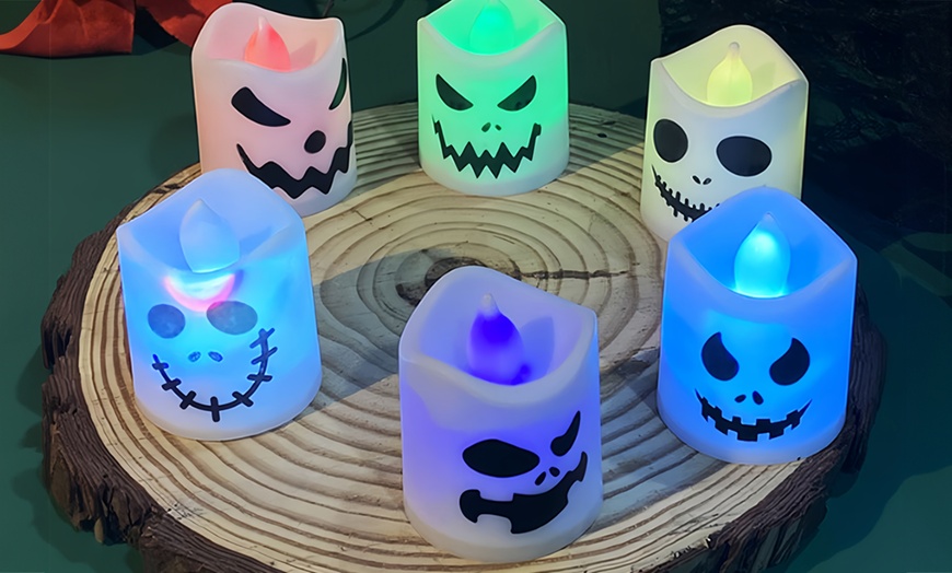 Image 1: Six-Piece Halloween Room Decoration Colourful Optoelectronic Candles