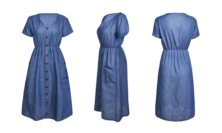 Image 3: Denim Summer Midi Dress