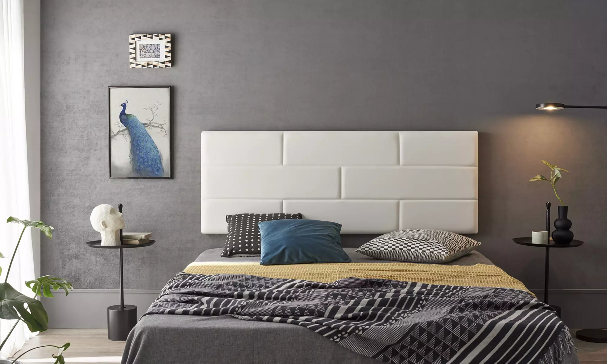 Testiera imbottita Brick Wall, disponibile in 2 modelli e 3 colori e varie misure, con spedizione gratuita - Primary Image