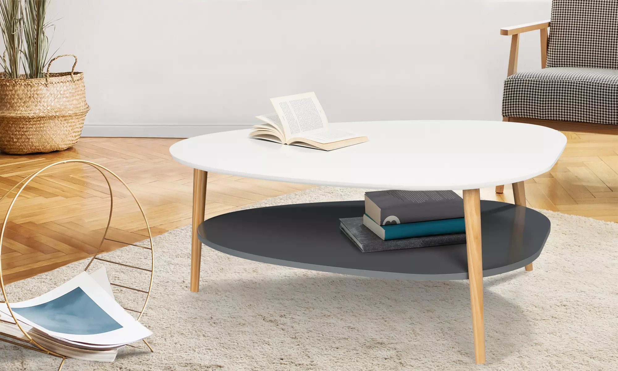 Table basse Elsa style scandinave avec 2 plateaux - Primary Image