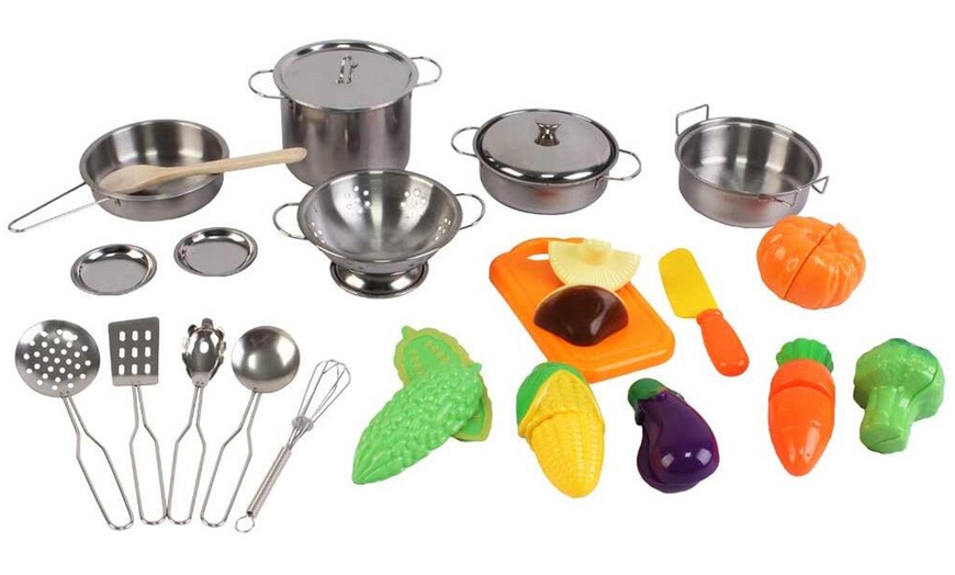 Image 4: Kids' Pretend Play Chef Costume with Cooking Set