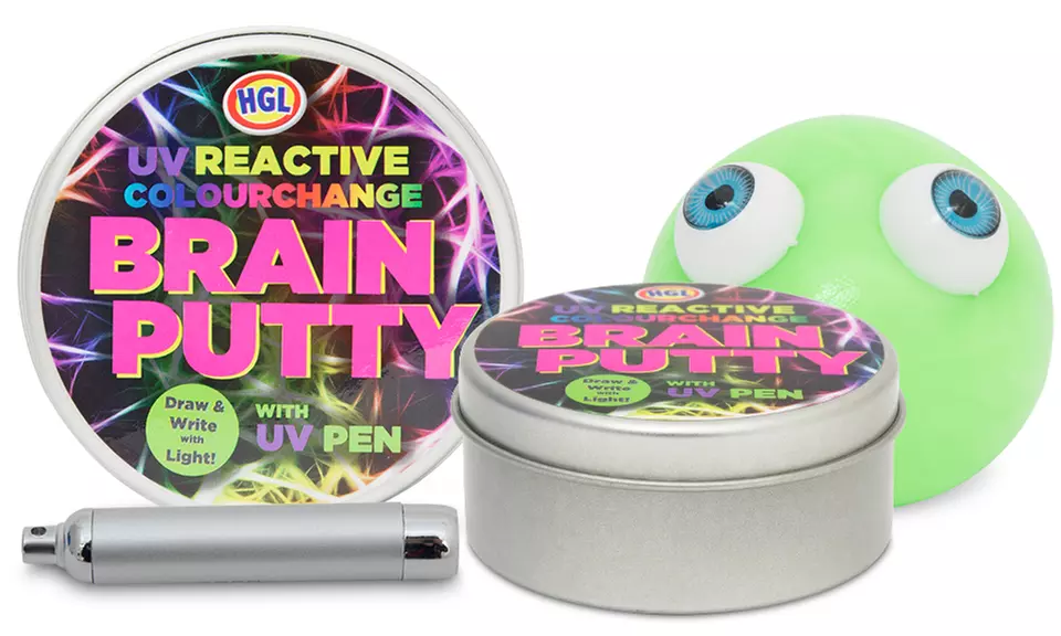 Four Ozbozz UV-Reactive Colour-Changing Brain Putties with a Pen - Image 3