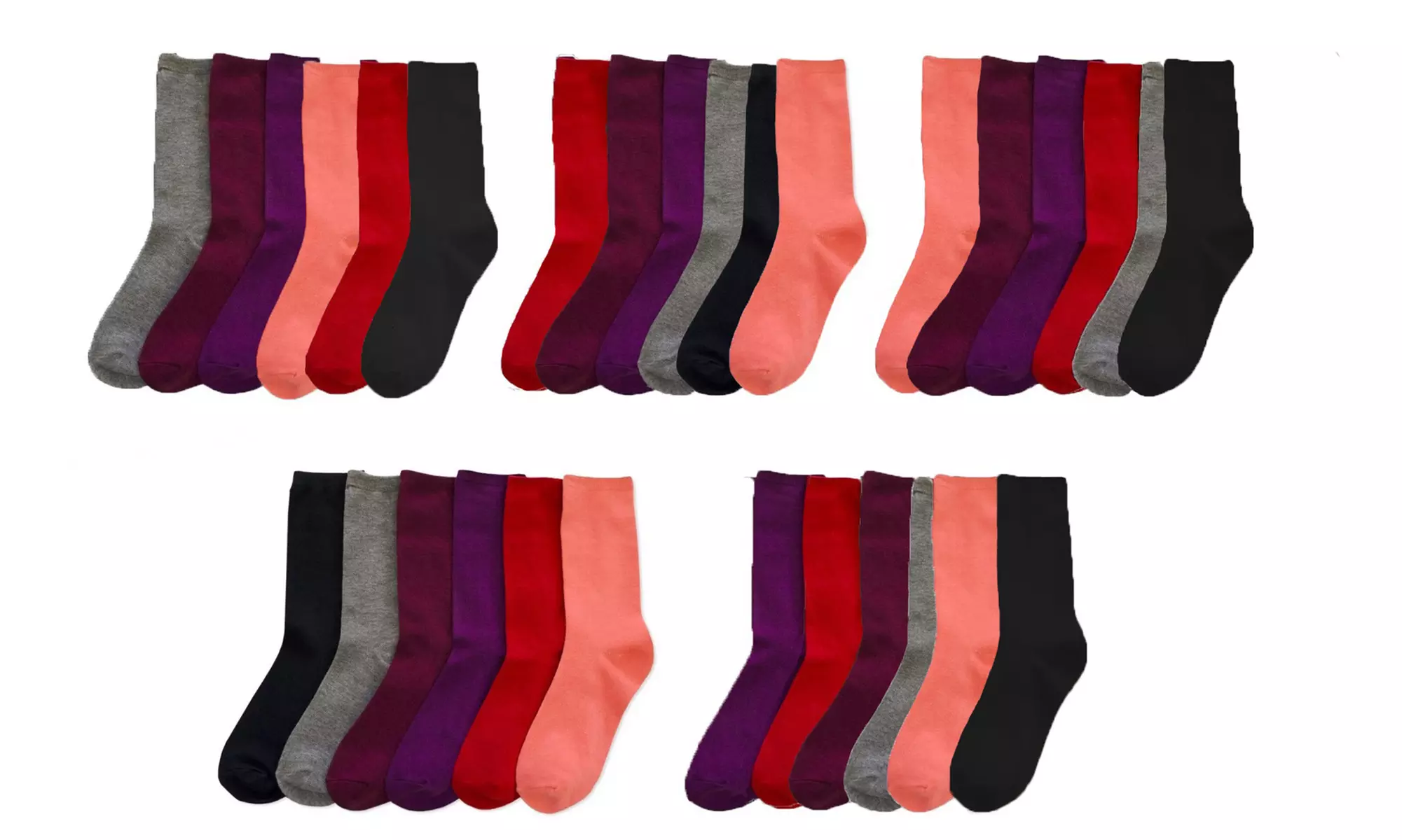 Women's Assorted Crew Socks (30 Pairs) - Second Medium