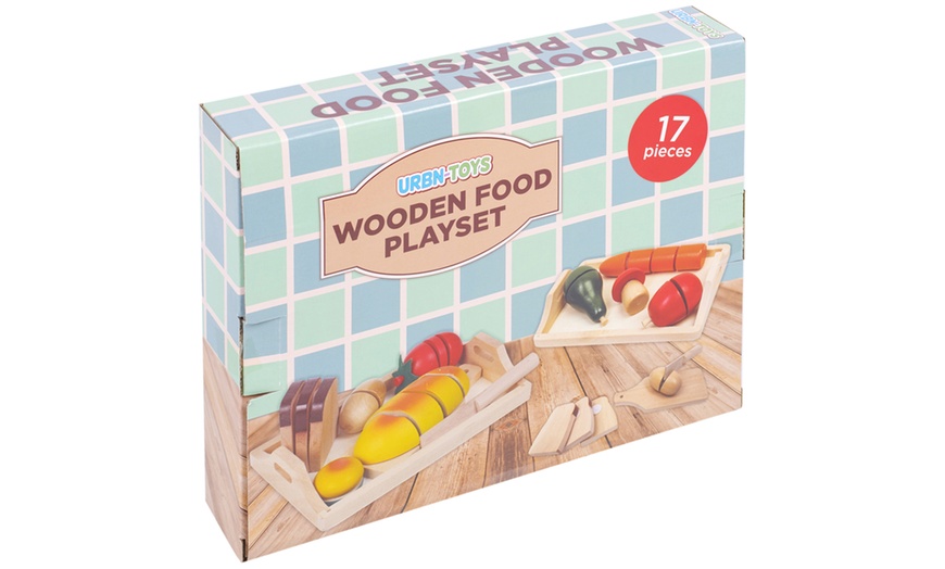 Image 10: Set of Pretend Play Wooden Food Playsets