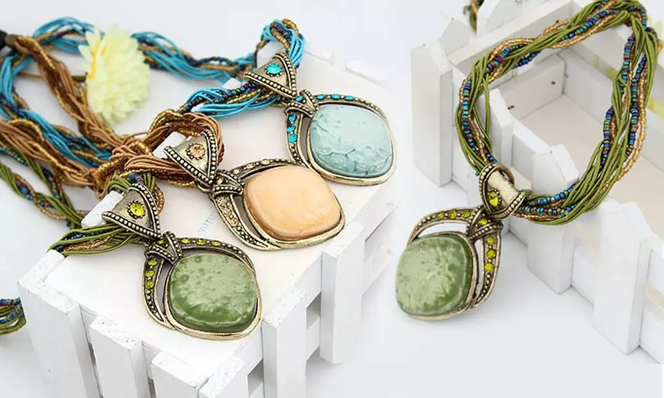 One, Two, or Three Layered Bohemian Pendants with Handpicked Stone from Novadab (Up to 87% Off) - Primary Image