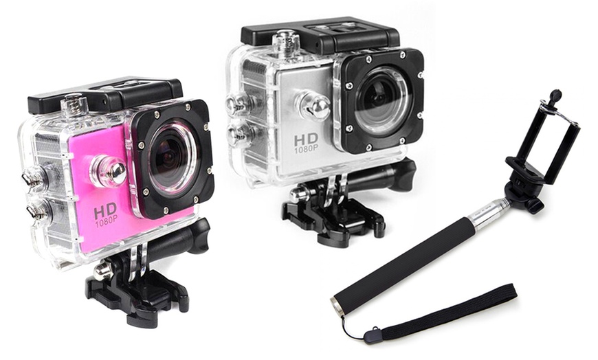 Image 1: 1080p HD Waterproof Action Camera