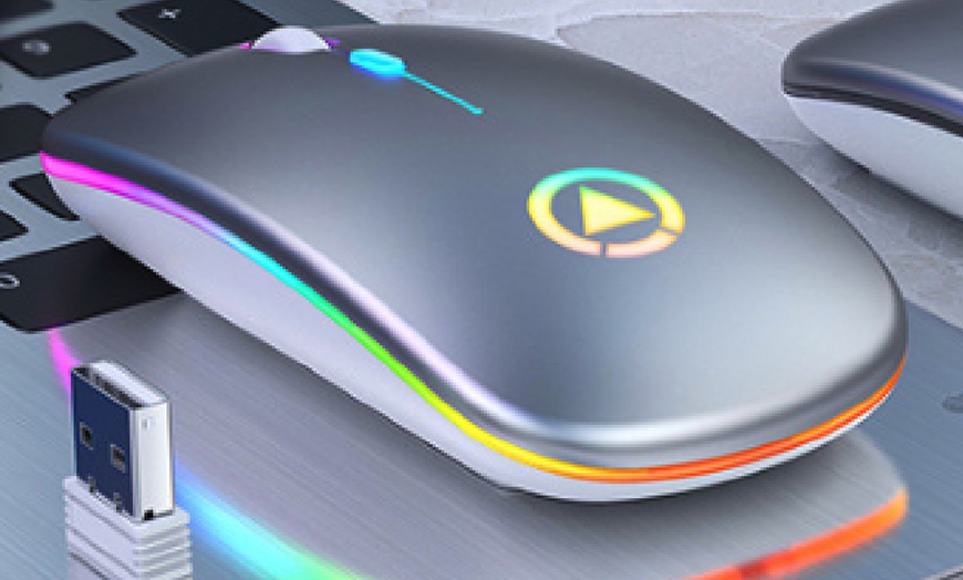 Image 9: Rechargeable Wireless Bluetooth Mouse with Colourful Lights