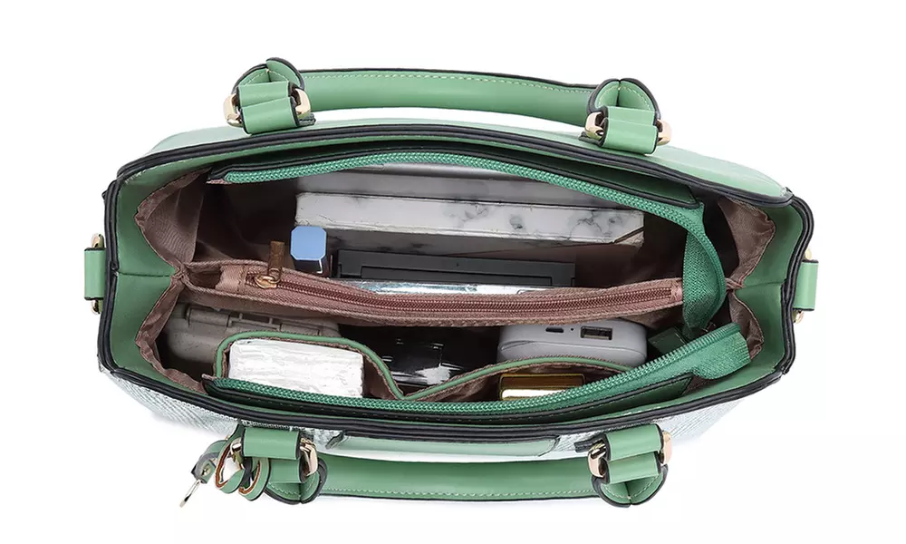 Miss Lulu Gingham Plaid Panel Shoulder Bag Women Handbag