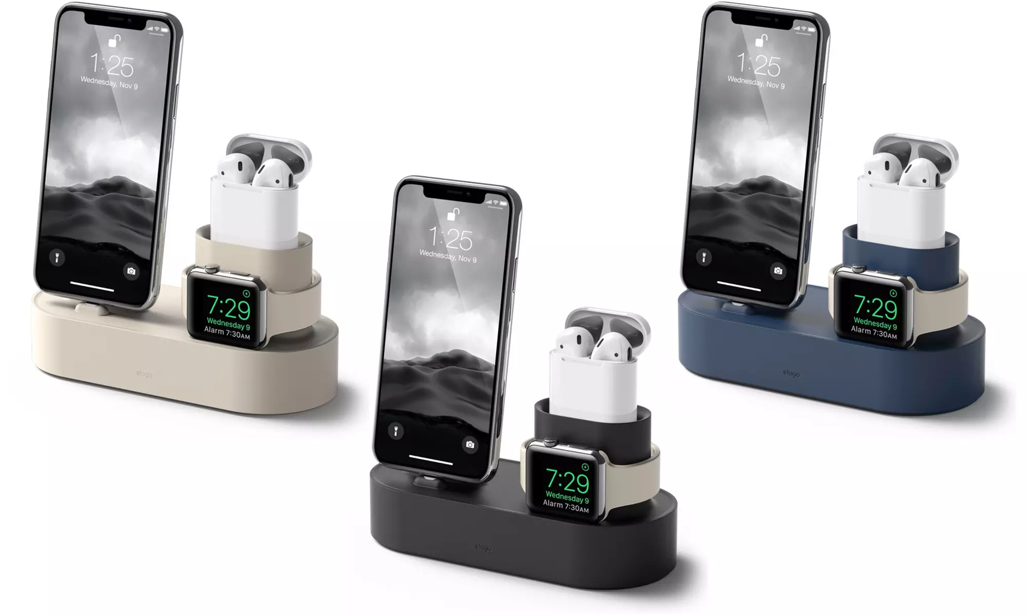 3-in-1 Silicone Stand for iPhone, AirPods, and Apple Watch (Cables Not Included) - Primary Image