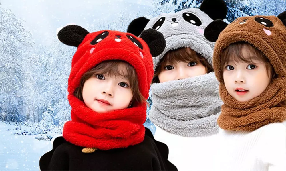 Gorro de lana con forma de oso, cálido y suave, para niños y niñas