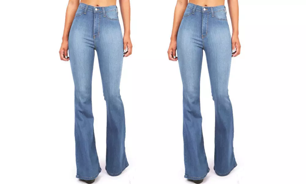 1 o 2 jeans donna a zampa d'elefante disponibili in 3 colori e varie taglie - Image 7