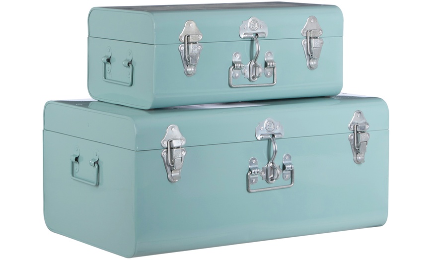 Image 8: Set of Two Metal Storage Trunks