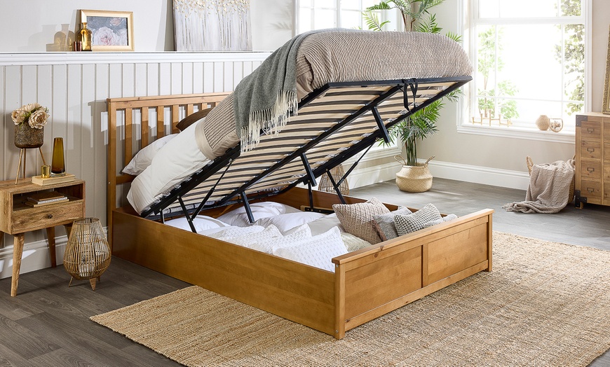 Image 13: Wooden Ottoman Bed Frame with Optional Bonnell Spring or Pocket Spring Mattress