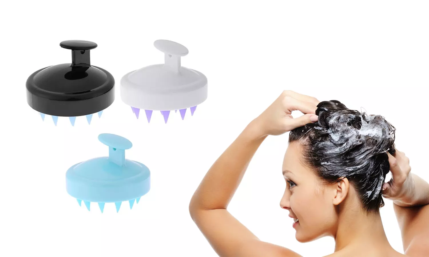 1 ou 2 brosses de massage du cuir chevelu en silicone, coloris au choix - Primary Image
