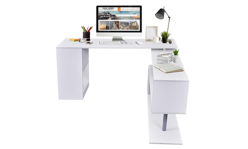 Image 3: HomCom Rotating Desk