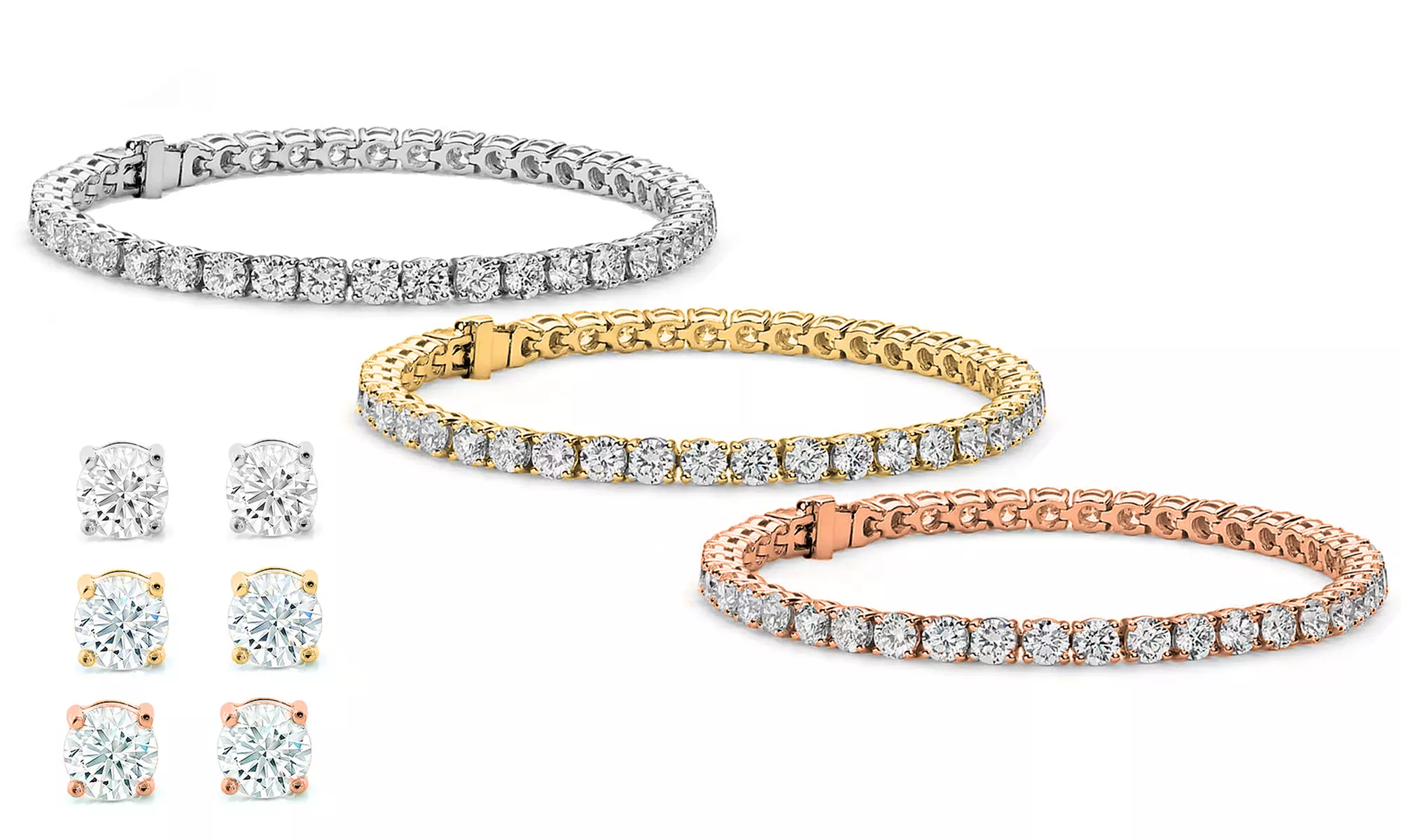 Stud Earrings and Tennis Bracelet Set Made with Swarovski Elements by Elements of Love - Primary Image