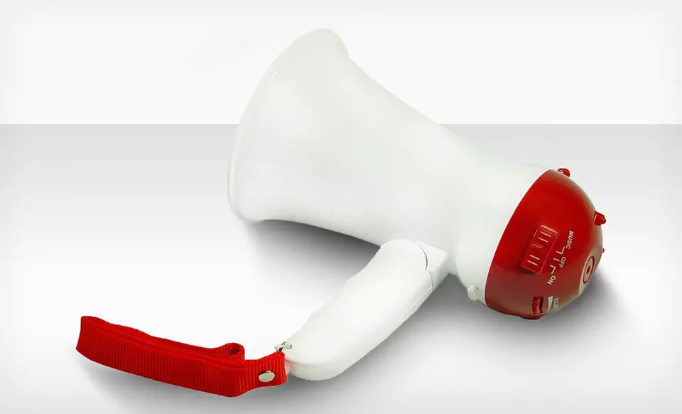 $9.99 for a Megaphone Bullhorn with Record/Playback and Siren Functions ($29.99 List Price). Free Returns. - Primary Image