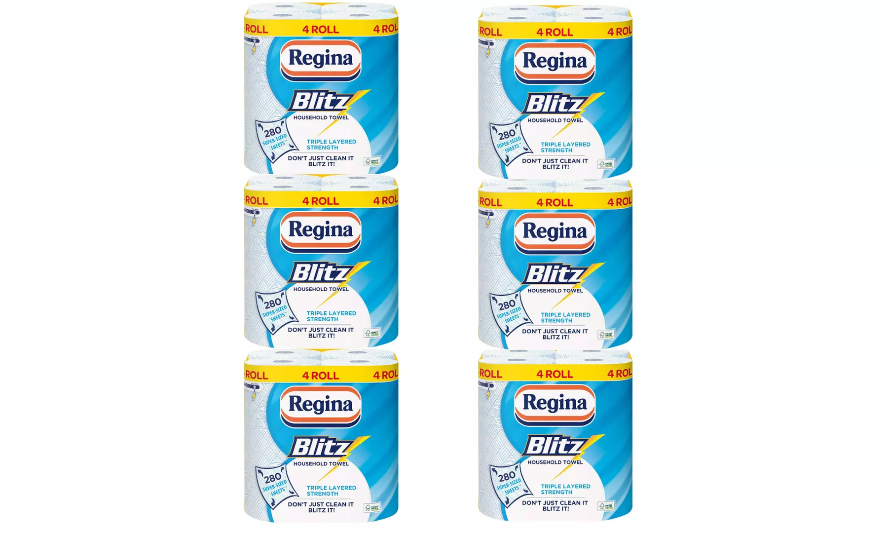 Regina Extra-Large Blitz Kitchen Towels – Super Absorbent 3-Ply Paper Rolls (4–24 Pack)