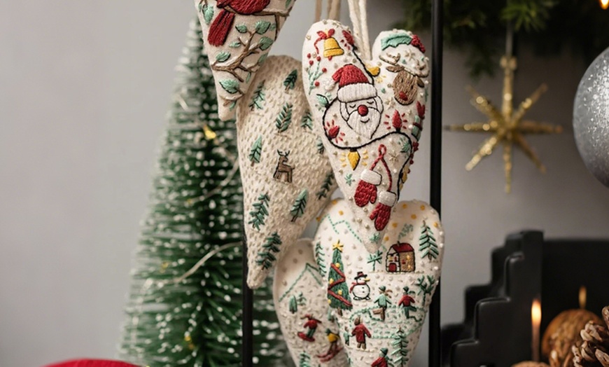 Image 8: DIY Embroidery Kit for Eight Christmas-Themed Tree Ornaments