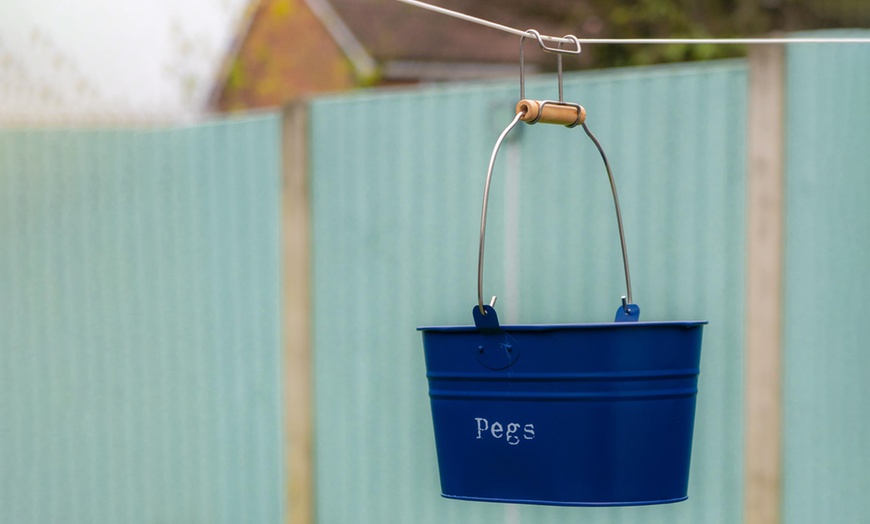 Image 10: Vintage Style Metal Clothes Peg Bucket