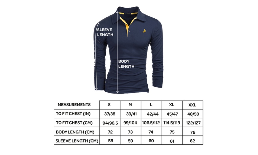 Image 2: Two Packs of Blu Apparel Men's Long Sleeve Joshua Polo Shirts