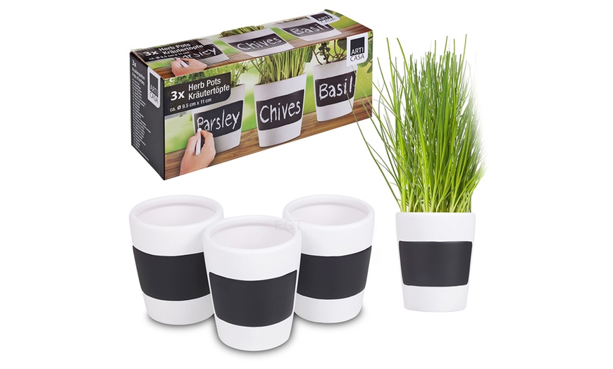 Image 1: Three Herb Plant Pots